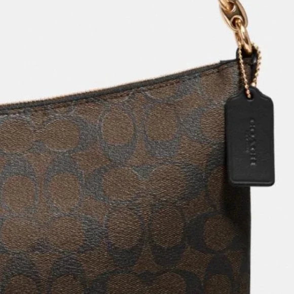 Coach Brown/Black Monogram Skylar Canvas Hobo Bag 👜